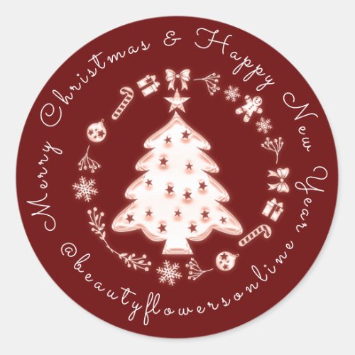 Thank You Logo Rose Christmas Tree Merry From Classic Round Sticker