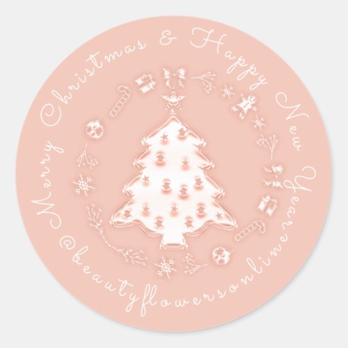 Thank You Logo Rose Christmas Tree Merry from Classic Round Sticker