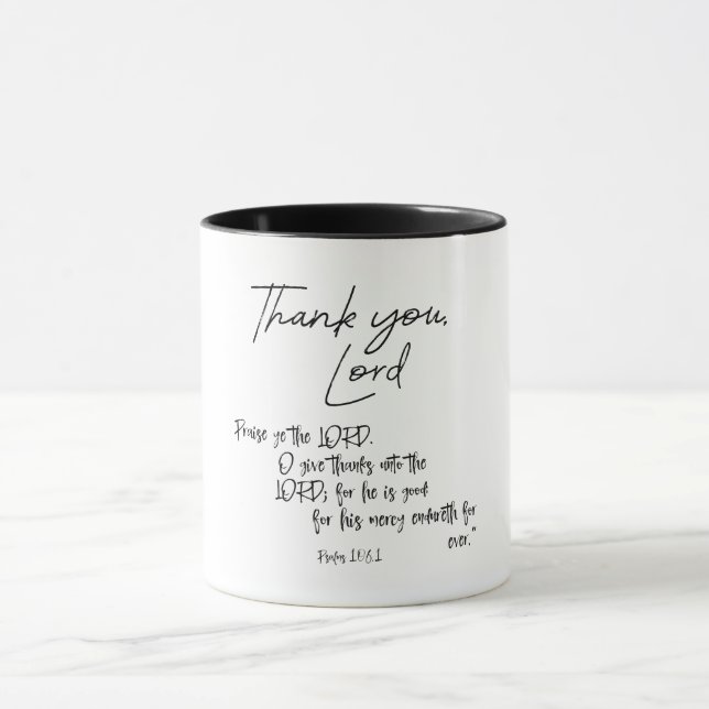 Thank you Lord Quote with Bible Verse Mug (Center)
