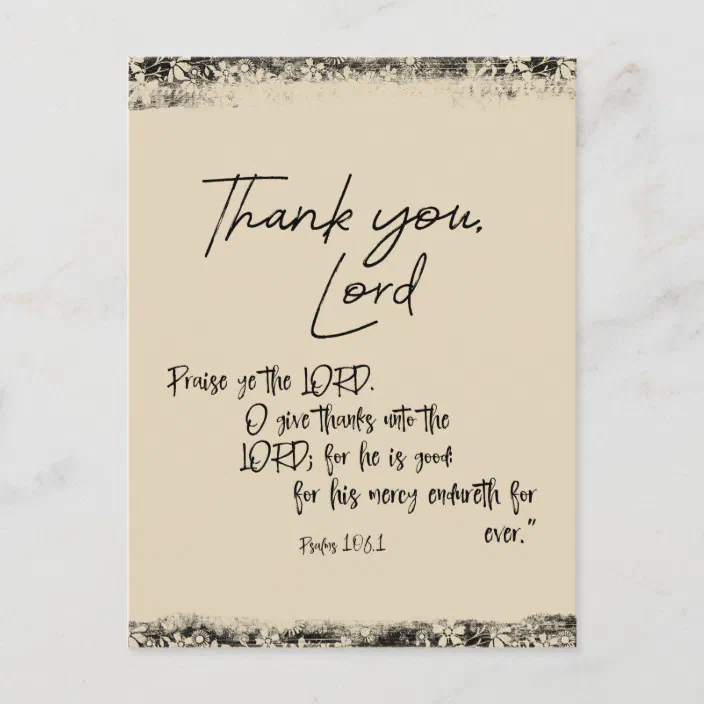 Bible Verses To Thank God Thank You Lord With Psalms Bible Verse Postcard | Zazzle.com