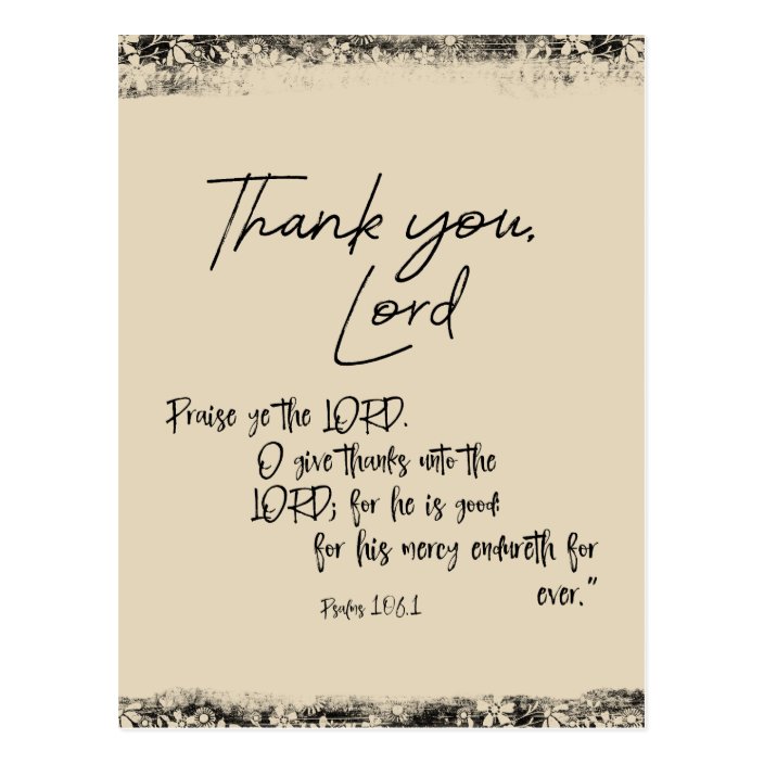 Thank you Lord with Psalms Bible Verse Postcard | Zazzle.com