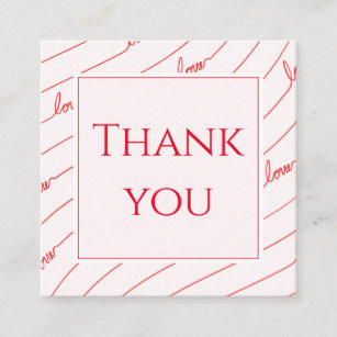 Thank You Love Calligraphy Valentines Day Romantic Square Business Card