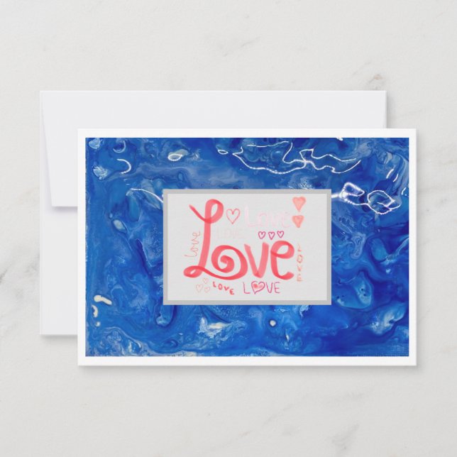 Thank You Love Flat Card 3.5" x 5" - Blue (Front)