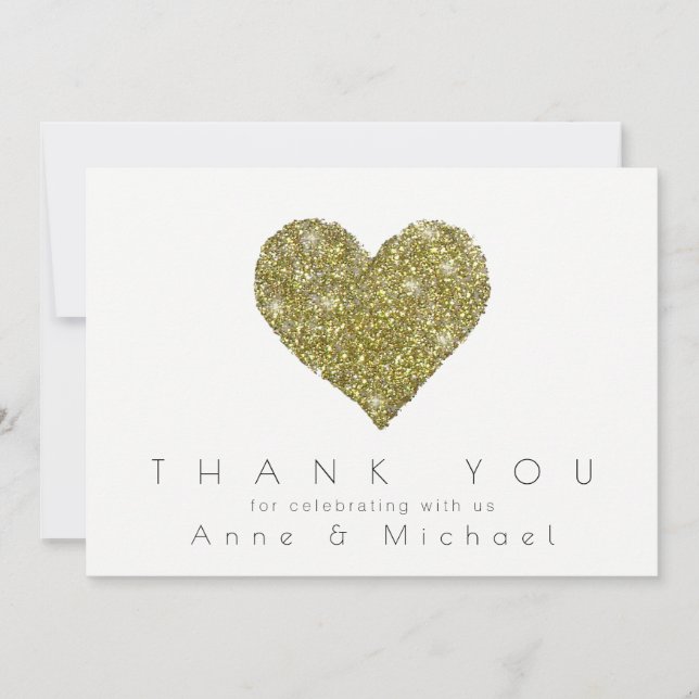 Thank you, love heart & couple initials, elegant invitation (Front)