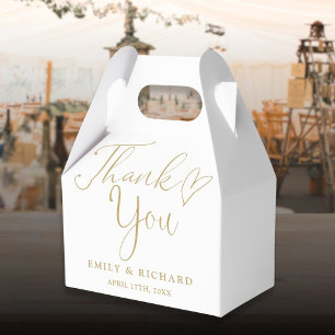 Thank You Love Heart Elegant Gold Wedding Favor Boxes