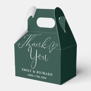 Thank You Love Heart Emerald Green Wedding Favor Boxes