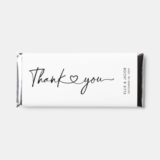 Thank You Love Heart Hershey Bar Favors (Front)
