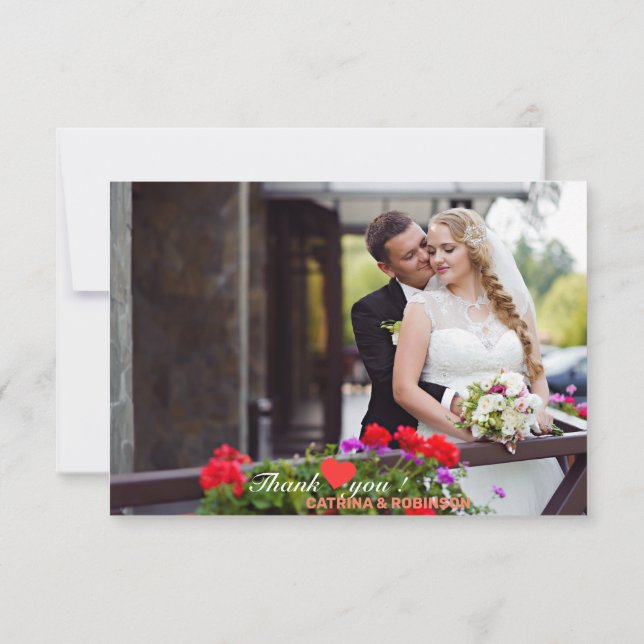 Thank You Love Heart Wedding Card (Back)