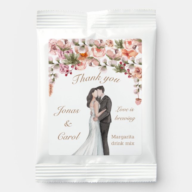 Thank you Love is brewing elegant wedding floral Margarita Drink Mix (Front)
