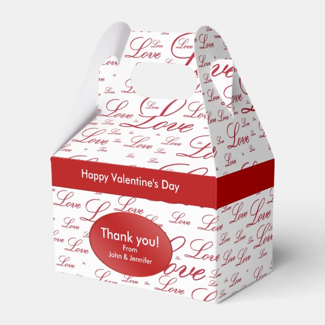 Thank You - "Love" Red Valentine's Typography Favor Boxes (Front Side)