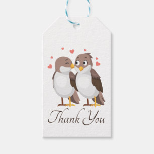 Thank You Lovebirds Brown & White Wedding Birds Gift Tags
