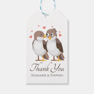 Thank You Lovebirds Brown & White Wedding Birds Gift Tags