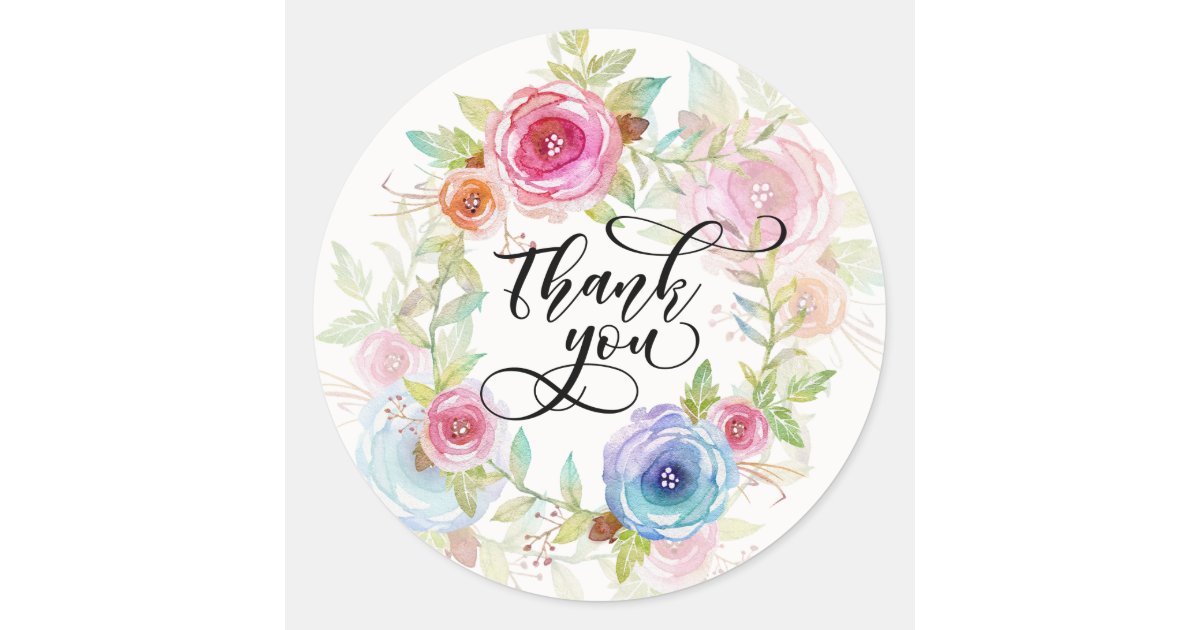 Thank You Lovely Floral Sticker Zazzle