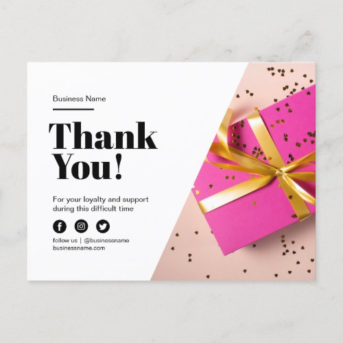 Thank You Loyalty Discount Customer Gift Business Announcement Postcard