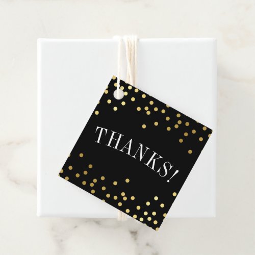 THANK YOU luxe stylish gold confetti spots black Favor Tags
