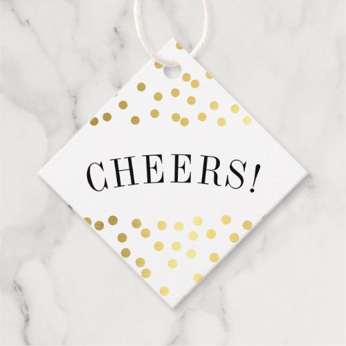 THANK YOU luxe stylish gold confetti spots cheers Favor Tags