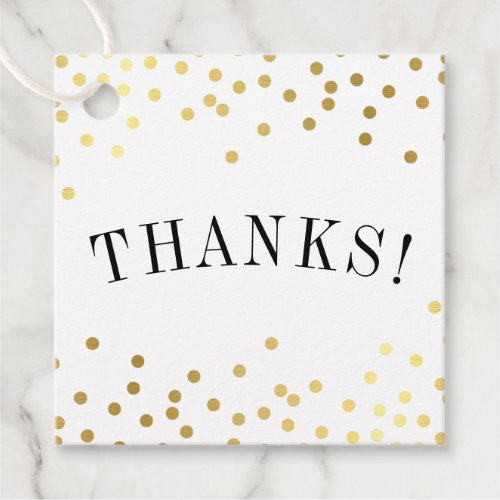 THANK YOU luxe stylish gold confetti spots thanks Favor Tags