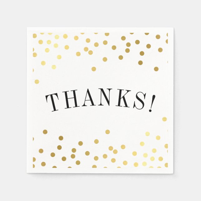 THANK YOU luxe stylish gold confetti spots thanks Napkins (Front)