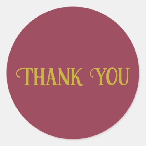 Thank You Luxurious Red Solid Color Plain Classic Round Sticker