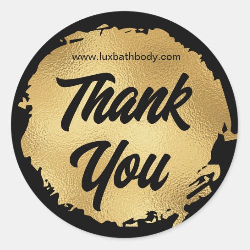 Thank You Luxury Black Gold Foil Modern Custom Classic Round Sticker