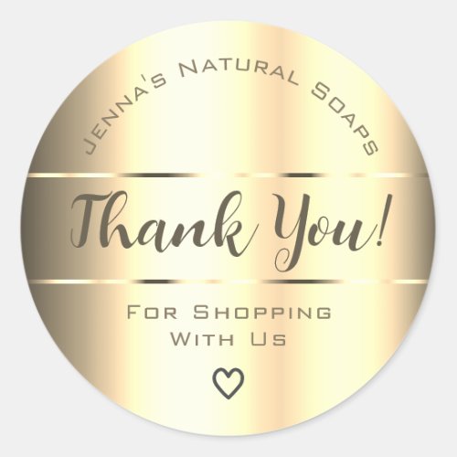 Thank You Luxury Golden Gold Ombre Color Gradient  Classic Round Sticker