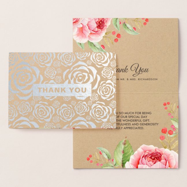 Thank You Luxury Real Foil Floral Wedding Cards
