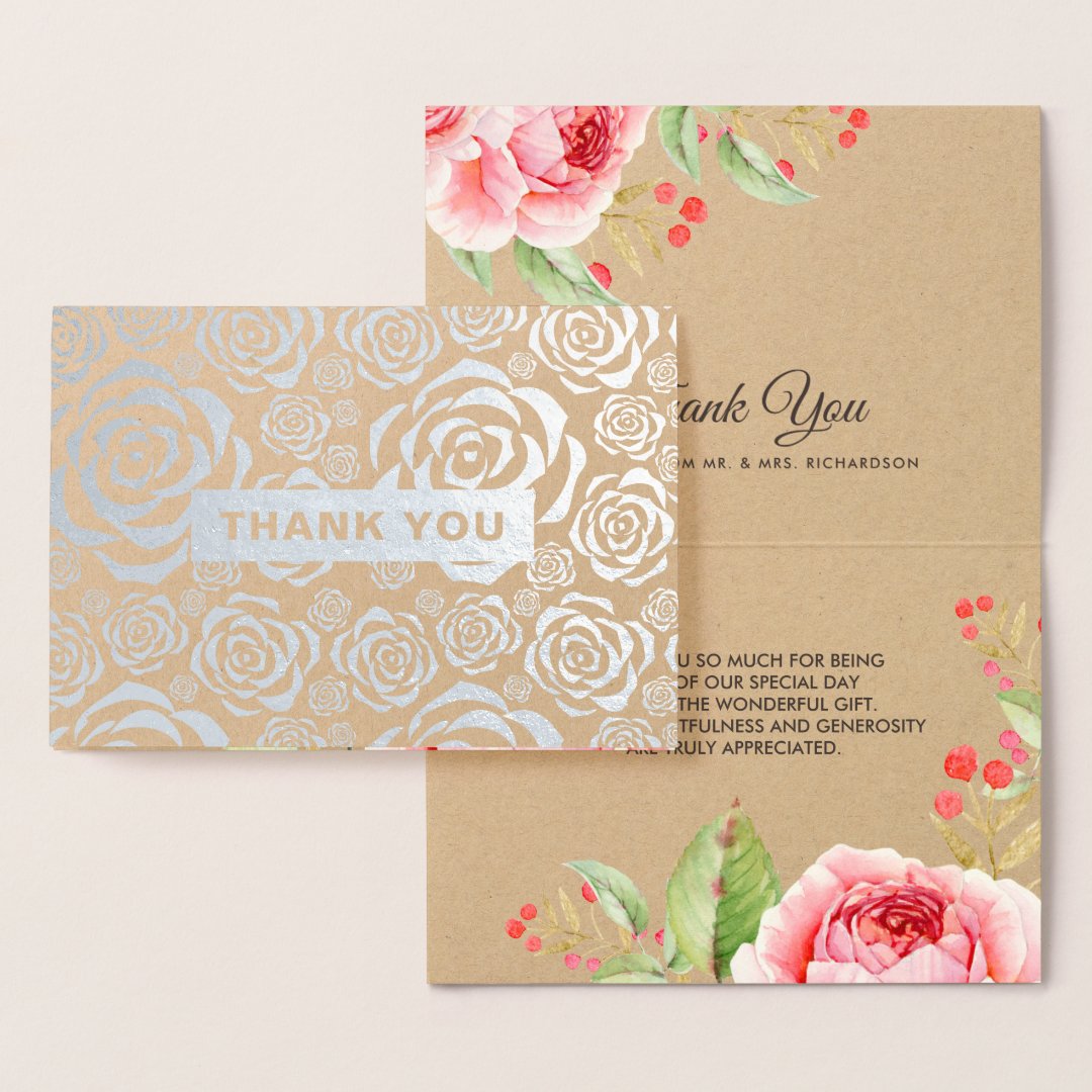 Thank You Luxury Real Foil Floral Wedding Cards | Zazzle