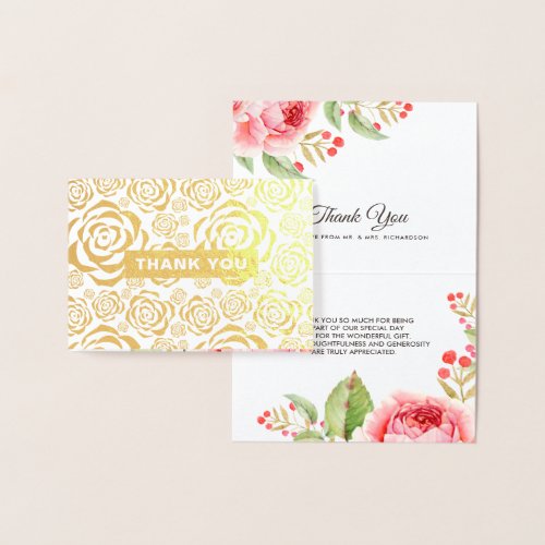 Thank You Luxury Real Foil Floral Wedding Cards