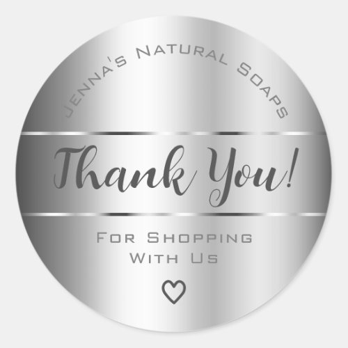 Thank You Luxury Silver Gray Ombre Color Gradient  Classic Round Sticker