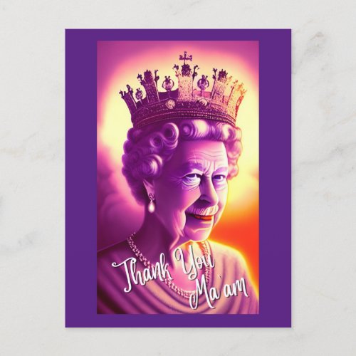 Thank You Maam Queen Elizabeth II Postcard