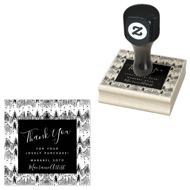 Thank You Macrame Business Logo   Rubber Stamp (Stamped)