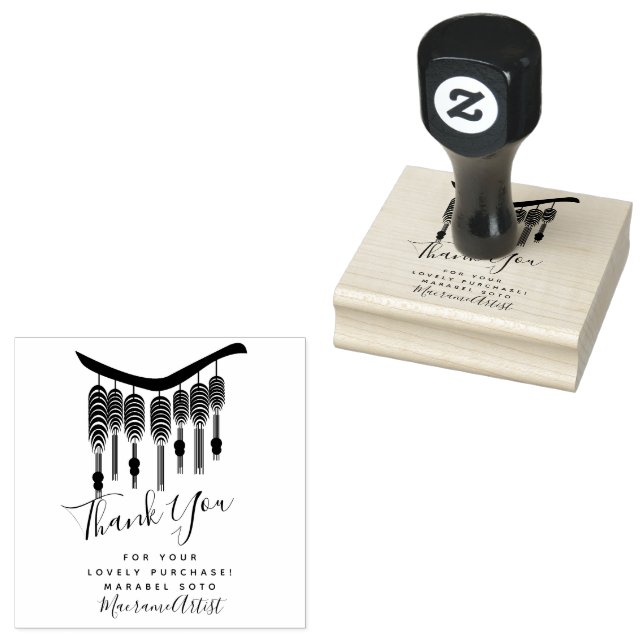 Thank You Macrame Hanging Business Logo    Rubber Stamp (Stamped)