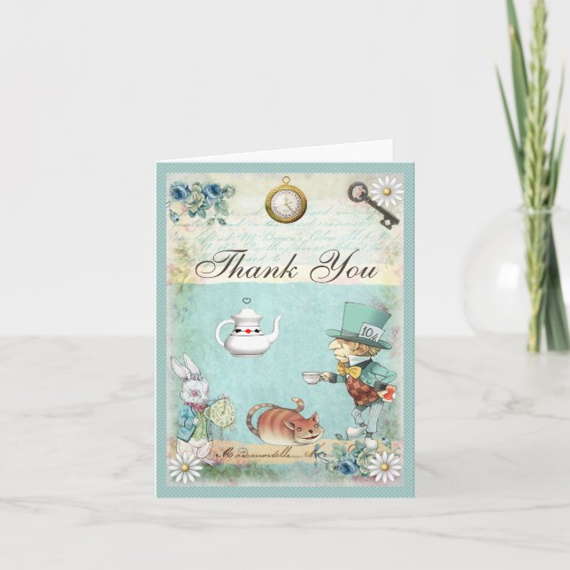 Thank You Mad Hatter Wonderland Tea Party Card (Front)