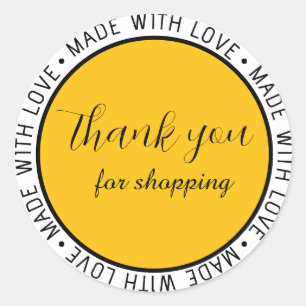 "Thank You Made With Love" Classic Simple Custom Round Sticker