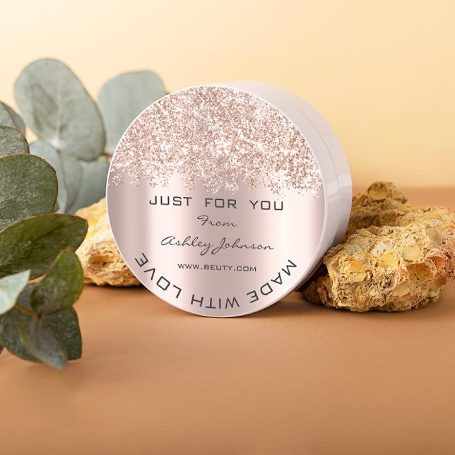 Thank You Made With Love Glitter Confetti Rose Classic Round Sticker (Creator Uploaded)