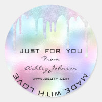 Thank You Made With Love Glitter Holograph Unicorn Classic Round Sticker