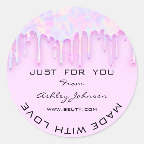 Thank You Made With Love Pinky Holograph Unicorn Classic Round Sticker