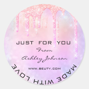 Thank You Made With Love Spark Drips Glitter Classic Round Sticker