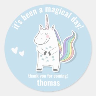 Thank You, Magical Day- Cute Unicorn Kids Birthday Classic Round Sticker