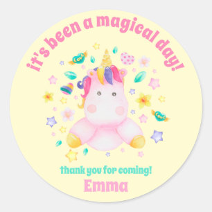 Thank You, Magical Day- Cute Unicorn Kids Birthday Classic Round Sticker