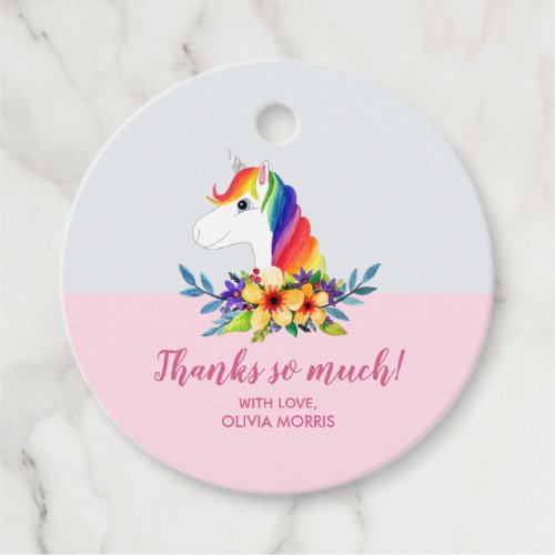 Thank You Magical Unicorn Girls Baby Shower Favor Tags