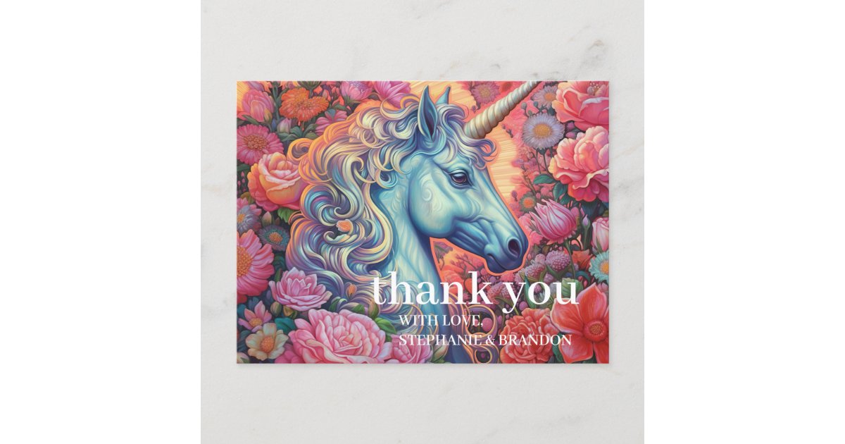 Thank You Magical Unicorn Postcard | Zazzle