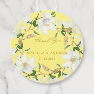 Thank You | Magnolia Wreath - Sunny Yellow Favor Tags