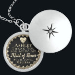 Thank You Maid of Honor Locket Necklace<br><div class="desc">This unique thank you message with a heart is a perfect way to thank your maid of honor for helping to make your wedding special.</div>
