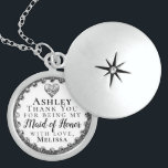 Thank You Maid of Honor Locket Necklace<br><div class="desc">This unique thank you message with a heart is a perfect way to thank your maid of honor for helping to make your wedding special.</div>