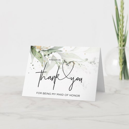 Thank You Maid of Honor Wedding Card From Bride