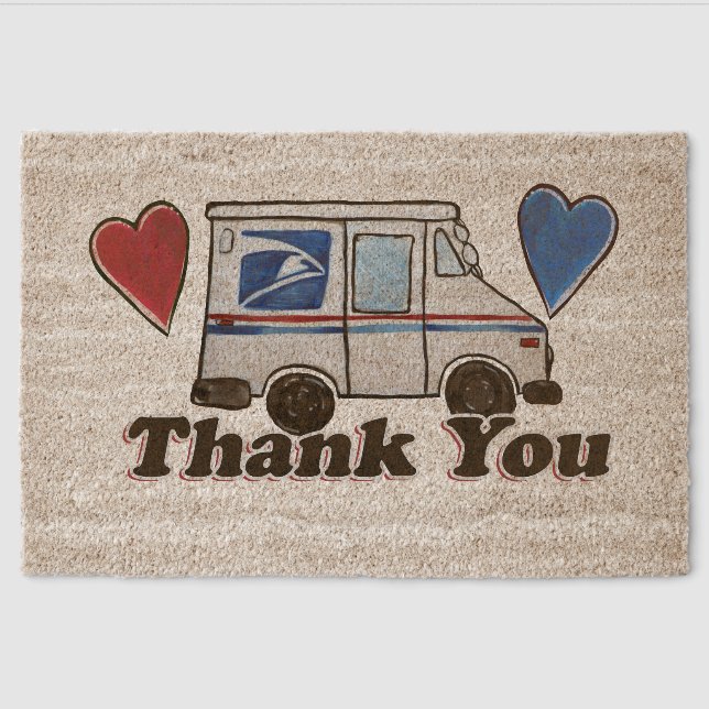 Thank You Mail Carriers Postal Workers             Fiber Doormat (Front)