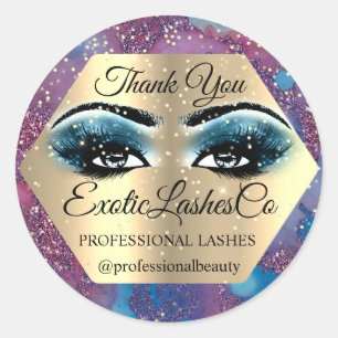 Thank YOU Makeup Artist Eyes Blue Rose Classic Round Sticker