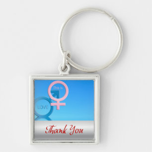 Thank you male female symbols keychain