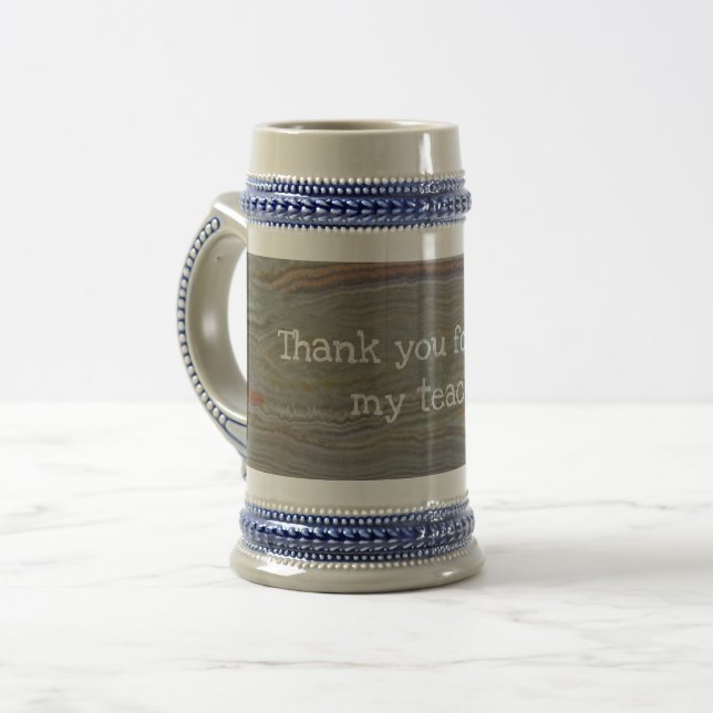 Thank You Male Teacher Striped Onyx Photo Gemstone Beer Stein (Front Left)